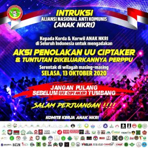 HRS Sebarkan Poster, Ormas Aliansi 13 Oktober Turun Kejalan Bersama Tolak UU Ciptaker